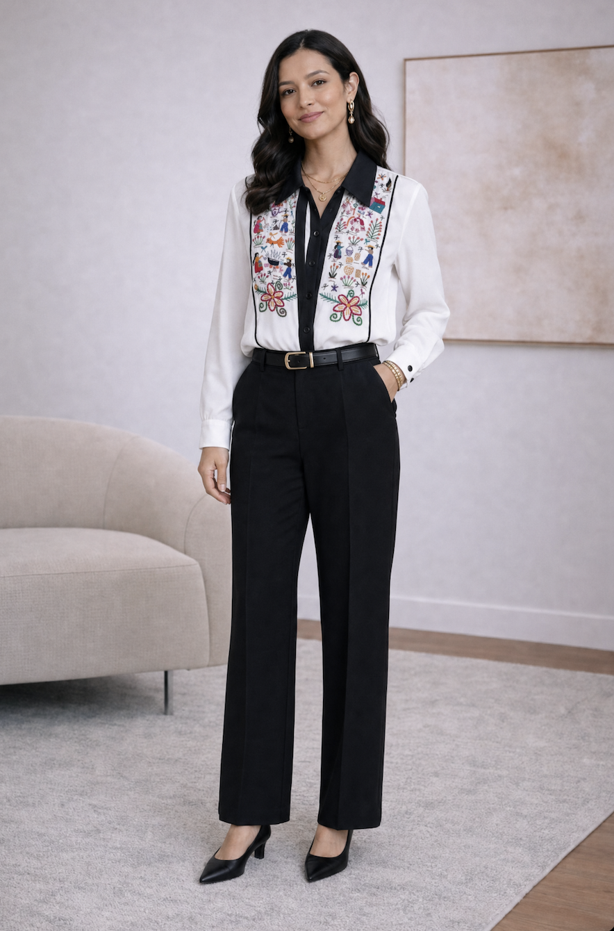 Artisan Hand-Embroidered White Blouse